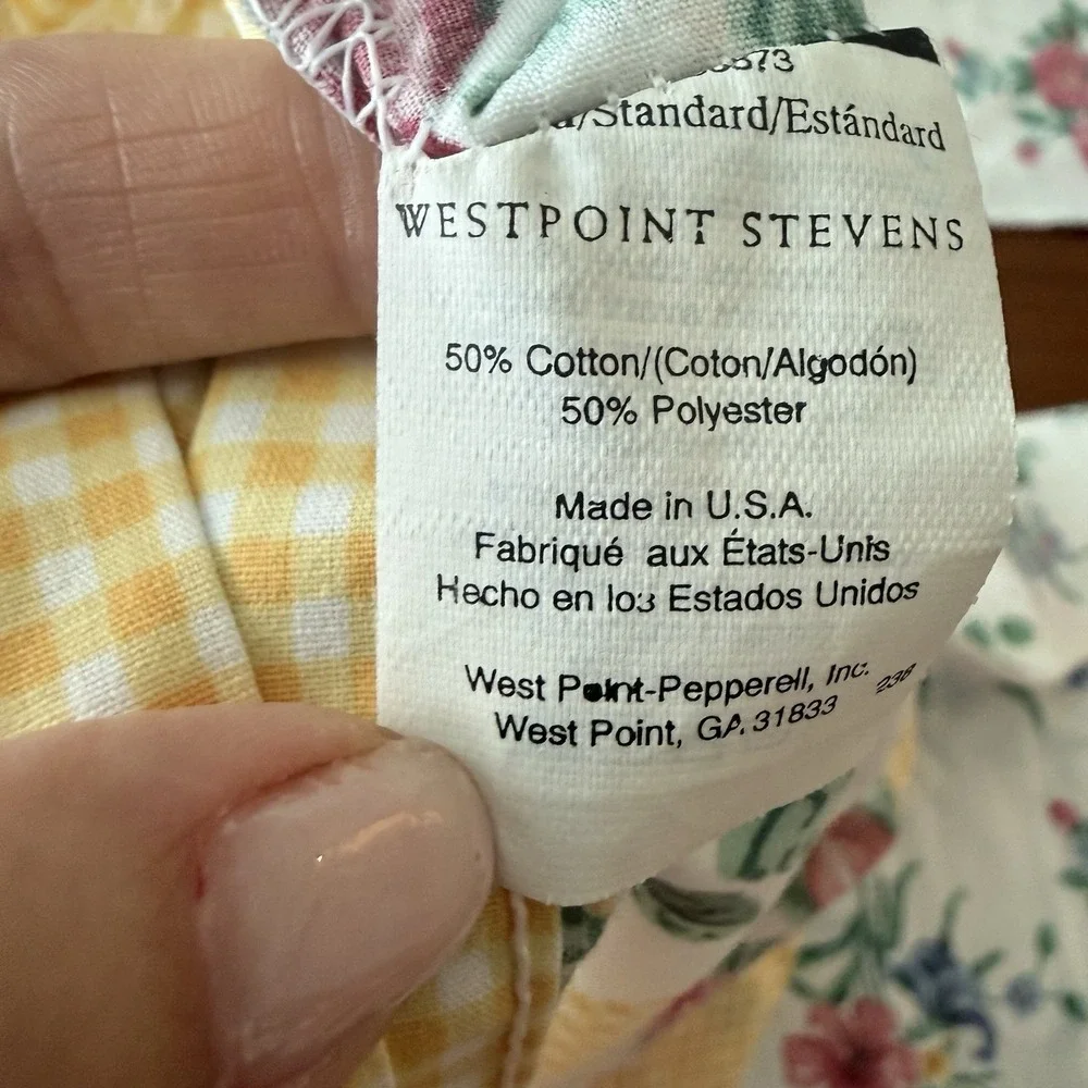 Vintage WestPoint Stevens Full Sheet Set Botanical Floral Yellow Gingham USA